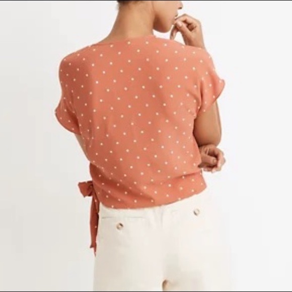 Madewell small orange dot wrap top - Picture 3 of 8